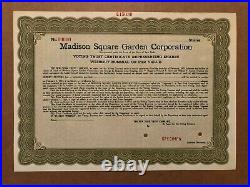 Madison Square Garden Corporation Specimen Voting Trust Certificate 1925 Rare