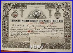 Malaya 1933 Hongkong Shanghai Cheng Rubber Estates 600 Candareen Shares Bond