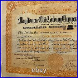 Mayflower old colony copper co keweenaw michigan copper stock certificate
