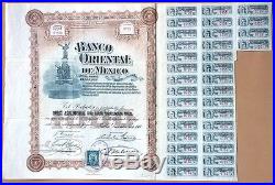 Mexican 1900 Banco Bank Oriental Mexico Coupons 10 Shares UNC Bond Loan