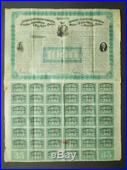 Mexico $1000- Tamaulipas / San Luis Potosi Two Presidents Bond 1865 No Cancel