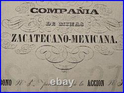 Mexico 1847 Minas Mines Zacatecano Mexicana Bond Loan Stock Share Bono Accion