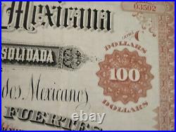 Mexico 1885 Republica Mexicana COLUMBUS 100 Pesos Dollars Bond Loan Share Stock