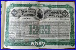 Mexico 1898 Estado State Jalisco 1000 Pesos Gold OR Coupons NOT CANCELLED Bond