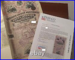 Mexico 1898 Estados Unidos Purple Lady $1000 + Warrants + PassCo Bond Loan Stock