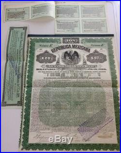 Mexico 1899 Republica Mexicana Bono Deuda Consolidada £ 20 Gold Talon UNC Bond