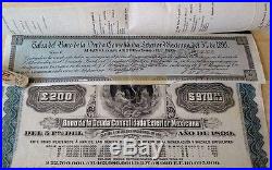Mexico 1899 Republica Mexicana Deuda 200 Pounds Gold Talons UNC Bond Loan Share