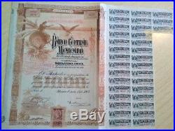 Mexico 1903 Banco Bank Central Mexicano BLUEBERRY $ 1000 UNC Bond Loan Share