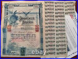 Mexico 1903 Blueberry Banco Central Mexicano $ 2500 Pesos Coupons Pass-Co Bond