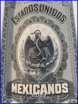 Mexico 1904 SCARCE BLUE DOVE $1,000 GOLD Estados Unidos Mex Coupons Bond Loan