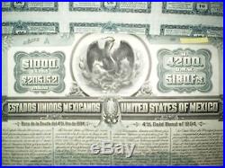 Mexico 1904 US$1000 uncancelled gold bond 4%