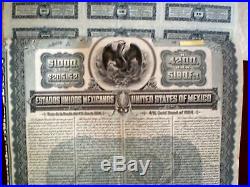Mexico 1904 US$1000, uncancelled gold bond 4%