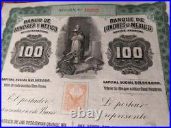 Mexico 1905 London Bank Queen Victoria 100 Pesos Londres Coupons Bond Loan