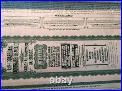 Mexico 1907 National Railways 100 Dollars Gold Coupons NOT CANCELLED Bond Share