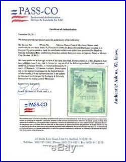 Mexico 1908 Banco Central Mexicano Blueberry With PassCo Certificate