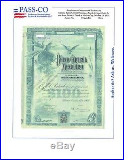 Mexico 1908 Banco Central Mexicano Blueberry With PassCo Certificate