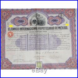 Mexico -1911 Banco e Hipotecario de Mexico $1,000 with 5% Queen Elizabeth