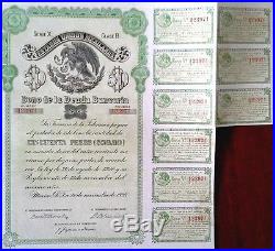 Mexico 1930 Estados Unidos Mexicanos Deuda Bancaria 50 Pesos UNC Bond Loan