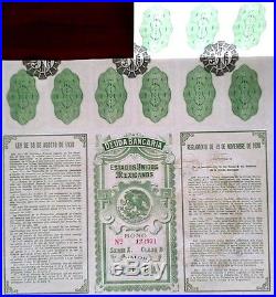 Mexico 1930 Estados Unidos Mexicanos Deuda Bancaria 50 Pesos UNC Bond Loan