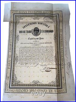 Mexico Convencion Española Bond 2500 Pesos 3% 1851 #3925 14 Coupons Spain Claims