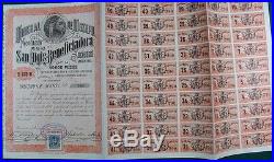 Mexico Mexican 1894 San Eligio Mazapil Estado Zacatecas 100 Pesos UNC Bond Loan