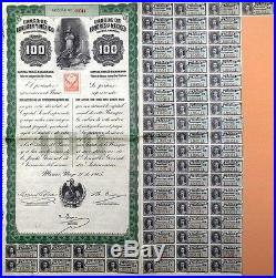 Mexico Mexican 1905 Queen Victoria Banco Londres London Bank Coupons $ Bond Loan