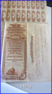 Montgomery, Tuscaloosa & Memphis Railway Co. 1896, 1000.00 Payable in GOLD