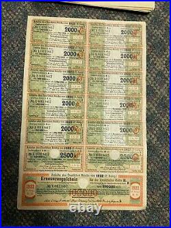 Motherload Of German Bonds And Coupons 1922 502 Total 1000-100,000 Sequential