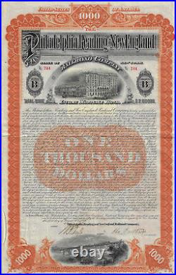 NEW YORK 1899 Philadelphia Reading & New England Railroad Co Bond Stock Certific