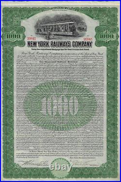 NEW YORK 1912 New York Railways Company Bond Stock Certificate ABN