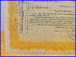 National Tea Company 1925 Original Stock Certificate Merrill Lynch Signed