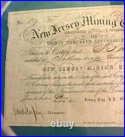 # New Jersey Mining Company stock certificate #889 1850
