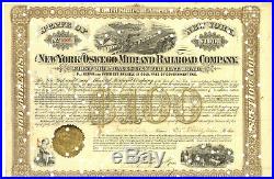 New York and Oswego Midland Railroad Company. Bond Certificate. 1870