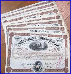 Northern Pacific Railroad Co. 1888 Stock Certificate, Brown Twenty 20 Piece Lot