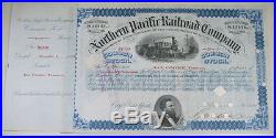 Northern Pacific Railroad Jay Cooke Signed Stock Certificate Vanity Signature