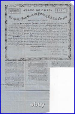 OHIO 1855 Springfield Mount Vernon & Pittsburgh Rail Road Stock Certificate #82