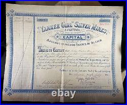 OURAY COUNTY COLORADO YANKEE GIRL SILVER MINES stock certificate photos 1891