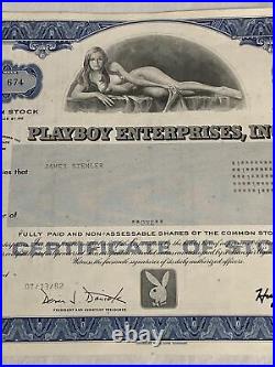 Official Vintage 1982 Playboy Enterprises $1 Stock Certificate Willy Rey Blue