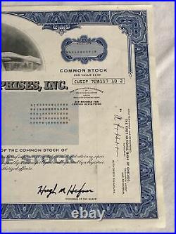 Official Vintage 1982 Playboy Enterprises $1 Stock Certificate Willy Rey Blue