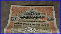 Old China CHINESE GOVERNMENT GOLD LOAN OF 1913 BOND CERTIFICATE Coupons 5%