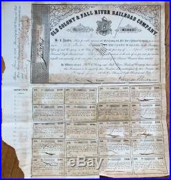 Old Colony & Fall River Railroad Company 1856 Bond Certificate #48 MA Mass