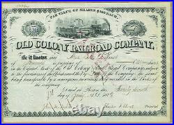 Old Colony Railroad Company, Boston 1879 Stock Certificate