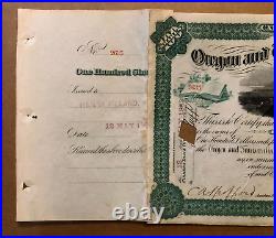 Oregon And Transcontinental Company Signed Henry Villard Stock Certificate 1882