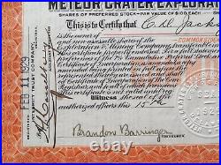 Original Meteor Crater Exploration & Mining Co. Stock certificate (very rare)