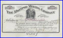 Original THE MONITOR MINING COMPANY Stock Certificate Dakota McLaughlin