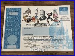 Original Walt Disney Company Stock Certificate 1986 Specimen Mint