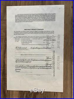 Original Walt Disney Company Stock Certificate 1986 Specimen Mint