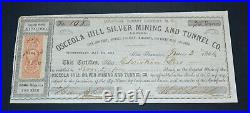 Osceola Hill Silver Mining and Tunnel Co. 1864 stock certificate