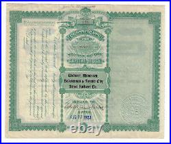 PENN 1923 Webster Monessen Bellevernon & Fayette City Railway Stock Certificate