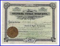 PENNSYLVANIA 1892 Central Cycle Co Stock Certificate #3 Philadelphia Bicycles